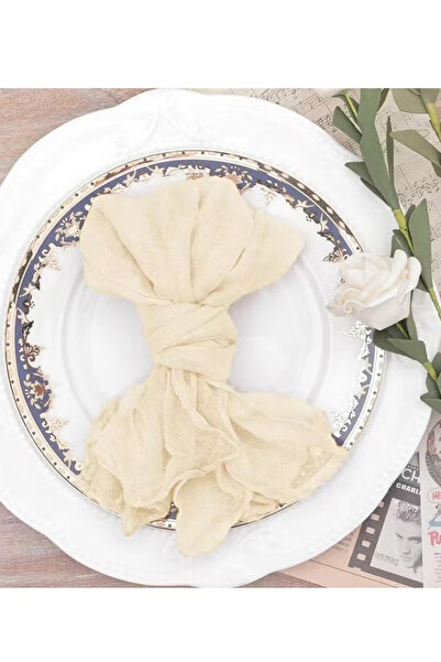 Generic 6 Pcs Boho Gauze Cheesecloth Cotton Dinner Napkins 50x50cm (Beige)