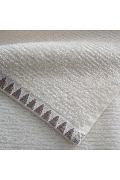 Green Black Tria Face Towel 100% Cotton Jacquard Cream-Mink 50X90 cm