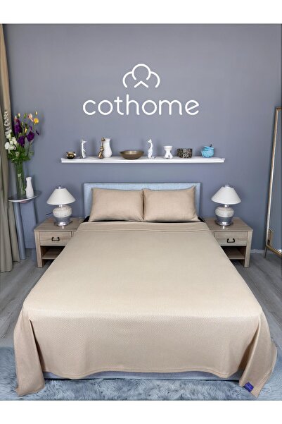 cothome طقم سرير قطني موسمي مزدوج - مبطن محبوك منقوش