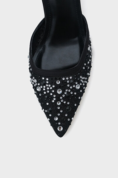 Capone Outfitters Rhona Medium Heeled Mesh Complete Stone Metal Heeled Women's Stylish Shoes