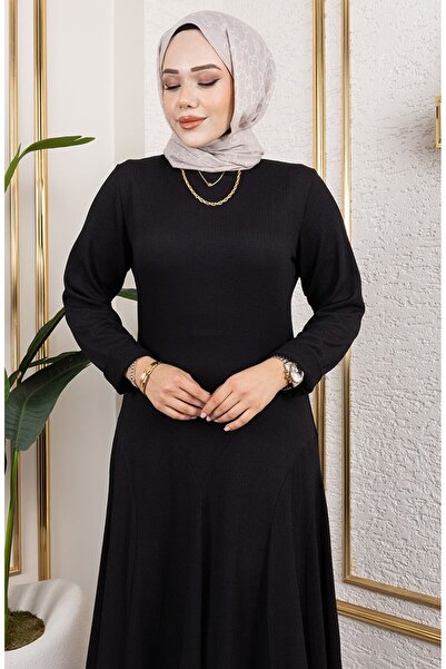 sefamerve Φόρεμα με λεπτομέρεια βολάν 7132-07 Μαύρο