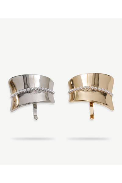 Yargıcı Akrilik İnci Detaylı 2' Li Toka Seti