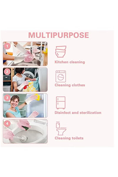 Generic Rubber Cleaning Gloves for Household, Reusable Dishwashing Gloves, Size M