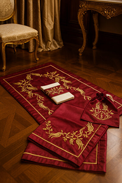 Çeyiz Bahçesi Çeyiz bahçesi kadma lüks nakışlı bohça ve seccade seti