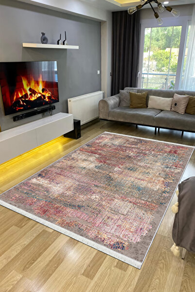 VOPTEKS Renkli Halı Salon Halısı Makinede Yıkanabilir Halı Kaymaz Taban Halı