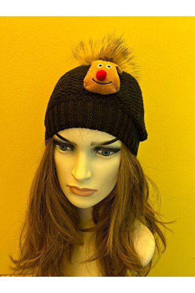 Gönülden Tasarım В'язана шапка з помпонами, оленями та собаками, унісекс