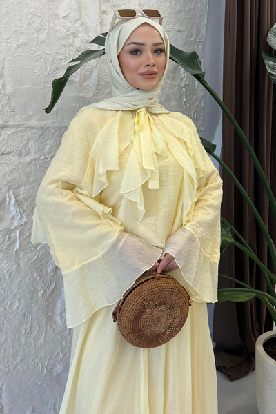 Thebomb Cemre Chiffon Fabric Double Skirt Set