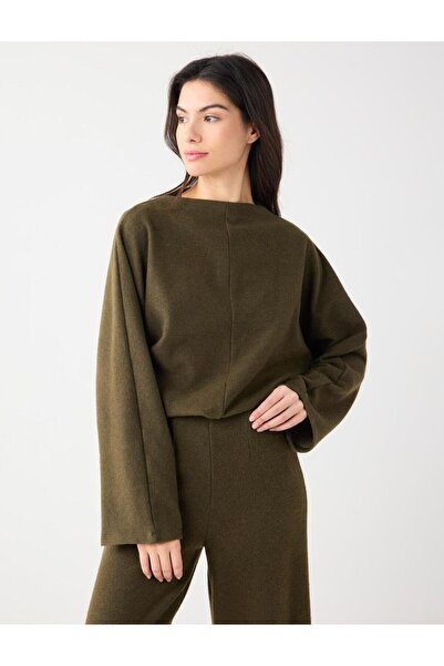 Jimmy Key Φούτερ με μαλακή υφή με μανίκια νυχτερίδας σε χακί μελανζέ