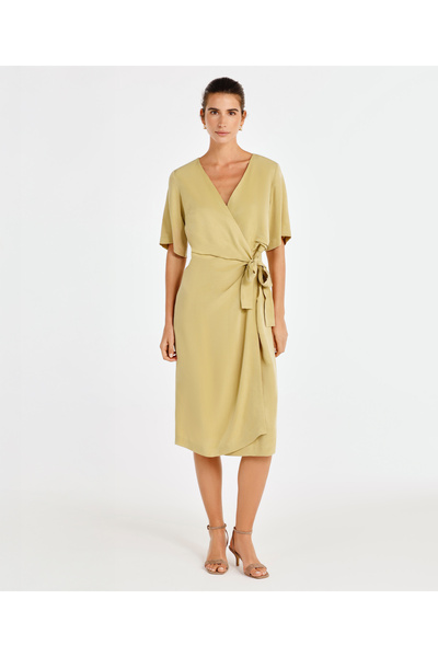 Yargıcı Kruvaze Kapama Midi Boy Elbise