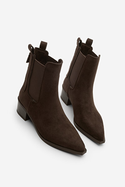 Marjin Dámské kovbojské boty se špičatou špičkou na zadním zipu s dvojitým elastickým westernovým designem Mirona hnědý semiš