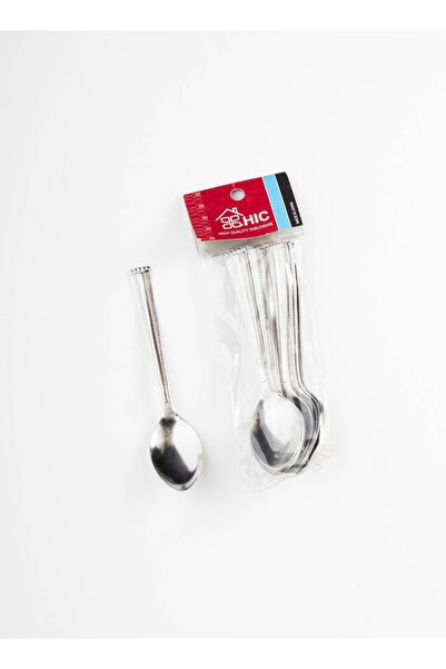 HIC طقم ملاعق حلى من الستانلس ستيل المقاوم للصدأ مكون من 12 قطعة فضي