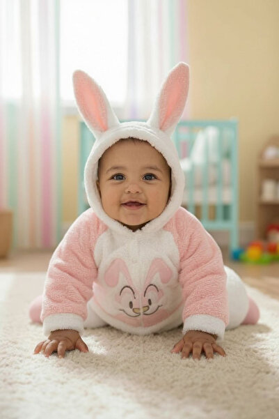 eomix kids Baby Romper with Rabbit Figure. Welsoft Pouf Fabric with Rabbit Embroidery