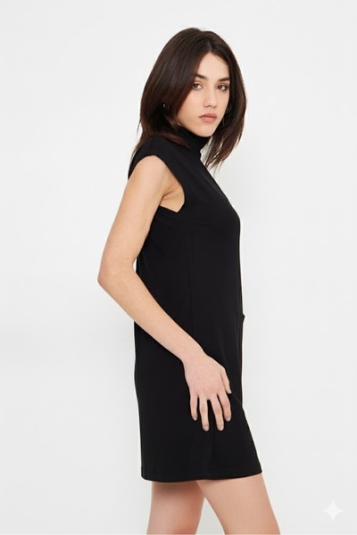 Dİ GİYİM Women's Half Fisherman Sleeveless Inner Tunic-Dress