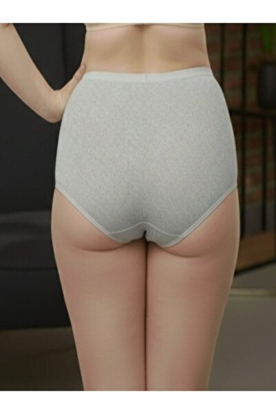 wear treasure Ceylanoğlu 6' Lı Yüksek Bel Büyük Beden Gri Transferli Ribana Kilot