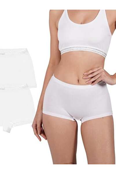 OrganicKid Basic Kadın Beyaz Boxer 2'li Set