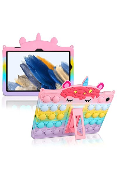 Coolden Samsung Galaxy Tab A8 10.5 (SM-X200/X205/X207) 2021 Silicone Push Pop Case, Washable, Stand, Multico