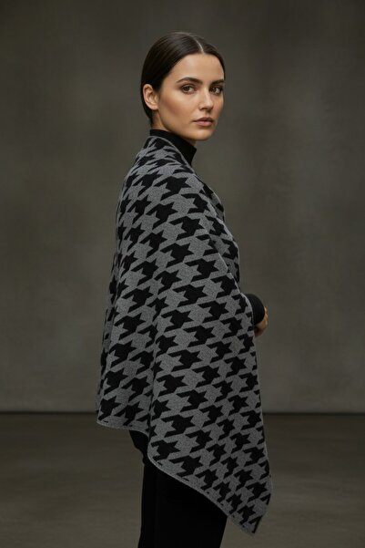Onur Etol - Houndstooth Pattern Double Sided Brand Shoulder Shawl Shoulder Ne...