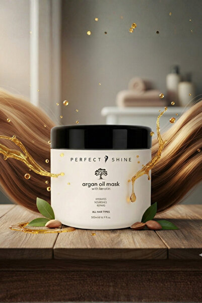 PERFECT SHINE Derinlemesine Besleyici Onarıcı Yoğun Bakım Argan Yağı Keratin İpek Proteinli Saç Maskesi 500ml