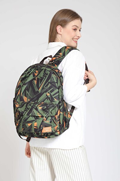 street&bagdnz Rucsac unisex kaki, geometric, etnic, boem, cu model autentic, rezistent la apă, pentru școală, călătorii, camping