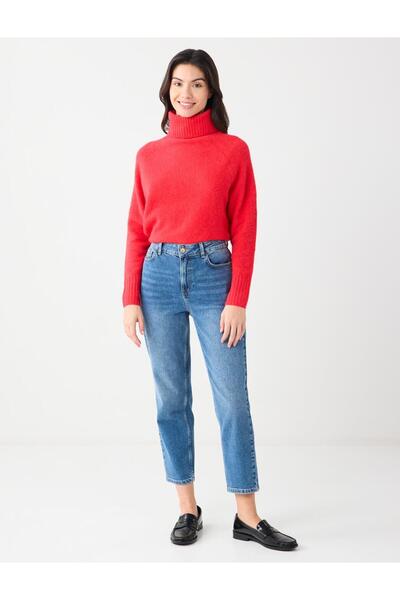 Jimmy Key Κόκκινο πλεκτό πουλόβερ με ίσιο κόψιμο