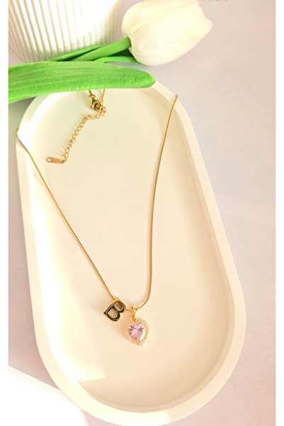 MİLUNXTE B Harfli Kolye - B Harf Kolye - Çelik Harfli Kolye - Kalpli Harfli K...