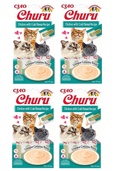 Ciao Churu Cream Tavuklu Ve Yengeçli Kedi Ödül Kreması 4x4 Paket