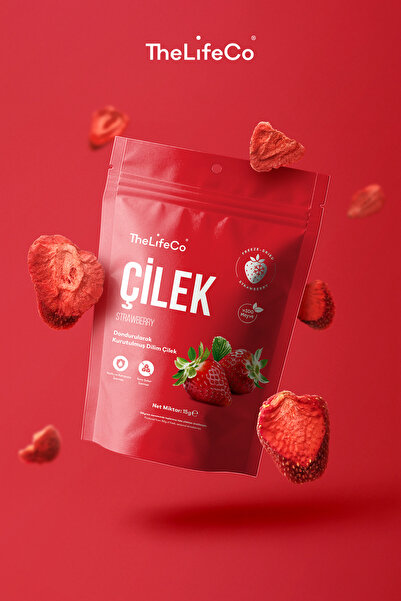 TheLifeCo Freeze Dried - Dondurularak Kurutulmuş Dilim Çilek 3'lü Paket