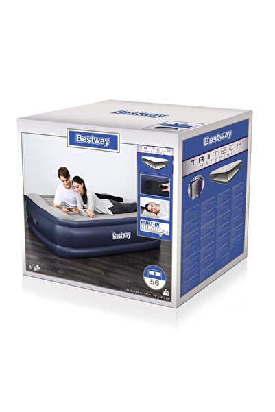 TSUMAB Bestway Queen Size Air Bed with Built-In Pump – Comfort Raised Inflatable Mattress