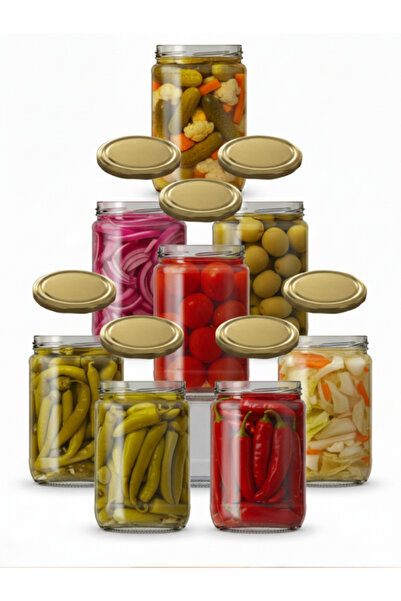 Viyalente برطمان زجاجي بغطاء ذهبي 660 سم مكعب 10 قطع حاوية طعام Tp00212