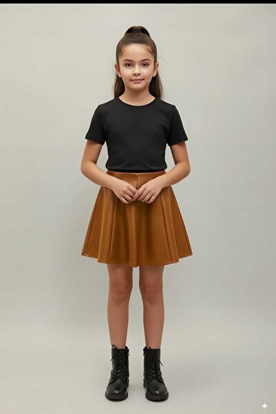 WAYS Fusta de fetiță din piele artificială, 8 bucăți, cu talie elastică