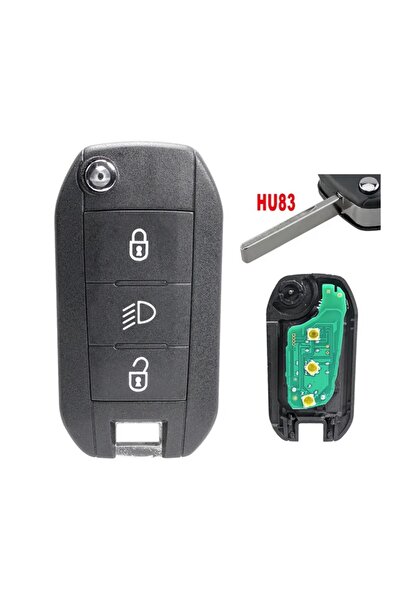 TECHSTAR Cheie auto completă pentru Peugeot Citroen, 3 butoane, HU83, 433MHz, cu cip ID46, telecomandă