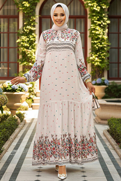 N.S NEVA STYLE Φόρεμα με σχέδιο εκρού τζιν 50095E