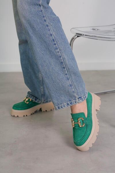 Stil Durağı FL832 MODEL TOKA DETAYLI 5 CM TABANLI BABET LOAFER YSL.SUET