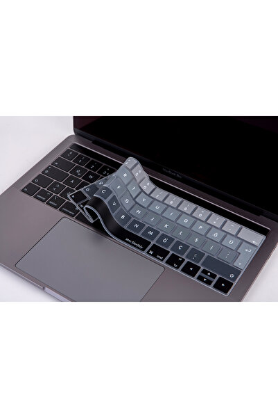 Mcstorey MacBook Pro Uyumlu Klavye Koruyucu Türkçe Q Silikon Touch Bar 13 ve 15 inç Ters L Enter