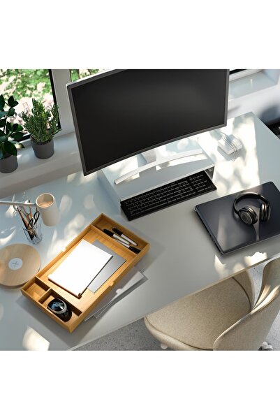 EliteEco IKEA ELLOVEN monitor booster, Office Desk with Under-Desk Storage white, 47x26x10 cm