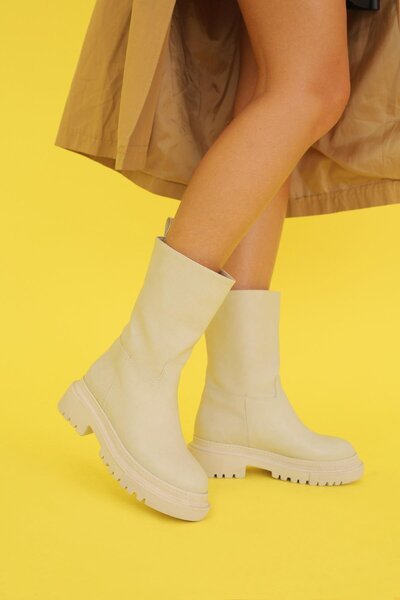 Stil Durağı حذاء سانتوس زارا موديل 4 سم بكعب قصير من الجلد