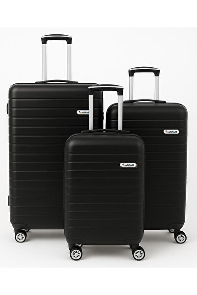 ASFAR مجموعة حقائب سفر XT-316، 3 قطع، مقاس 20/24/28 بوصة، مصنوعة من مادة ABS، بعجلات صلبة - ABS-أسود