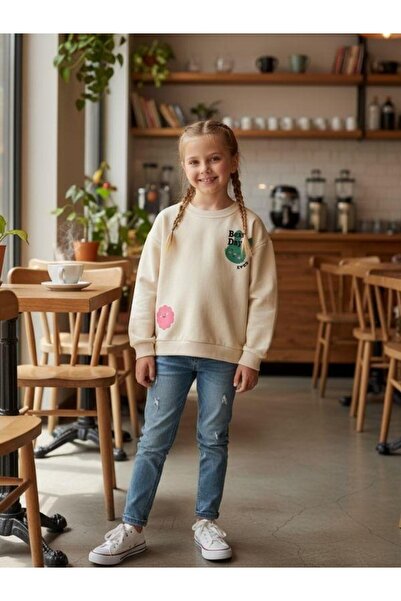 Zekids Hanorac subțire cu mânecă lungă din bumbac pentru fetiță, cu model de ...