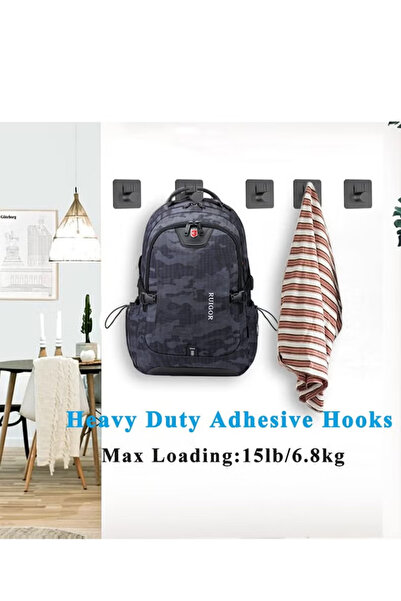 Generic 4-Pack Adhesive Heavy Duty Towel Hooks - Black