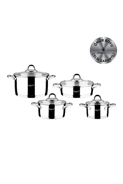 Leggno Unique 8-Piece Steel Cookware Set with Strainers