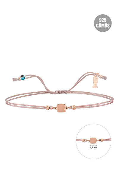 KURSHUNI Kare, 925 Ayar Gümüş Bileklik (İPLİ).