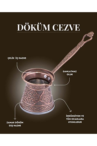 cezpot Classic 7-Person Cast Iron Coffee Pot Large Size 600 ml - Compatible with Induction Cookers