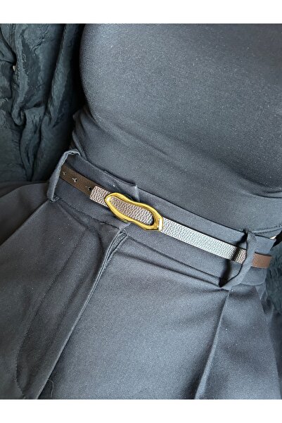 LİA KEMER حزام نسائي ذهبي اللون من لود بنمط مموج طويل، حزام للسترة، حزام للمل...