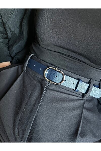 LİA KEMER Human Round Ring Patterned Women's Silver Buckle Belt Coat Belt Dre...