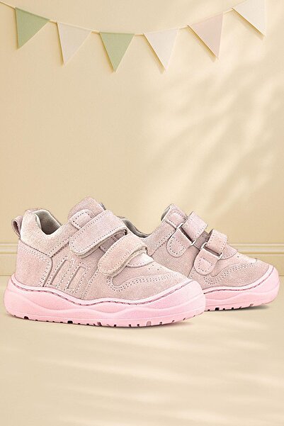Rakerplus Schaggy Genuine Leather Powder Pink Velcro Baby Sneakers