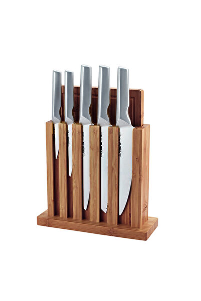 Arshia 7-piece knife set with acacia stand and cutting board