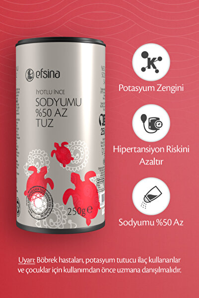 Efsina Sodyumu %50 Azaltılmış Tuz 250 g Potasyumlu Sofra Tuzu