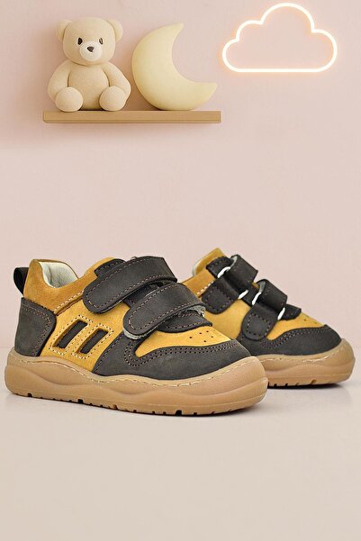 Rakerplus Schaggy Genuine Leather Brown Tan Velcro Baby Sneakers