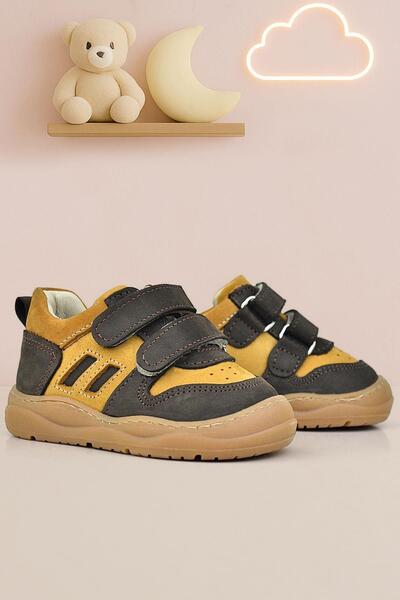 Rakerplus Schaggy Genuine Leather Brown Tan Velcro Baby Sneakers