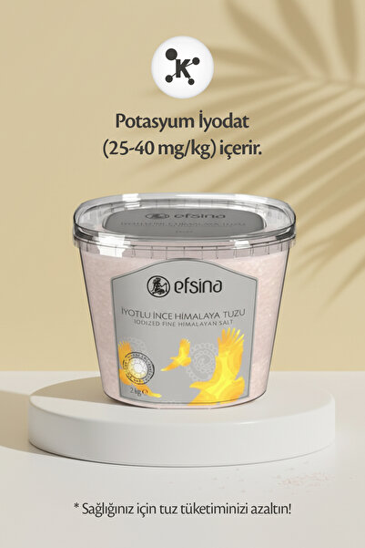 Efsina İyotlu İnce Himalaya Tuzu 2 kg Rafine Edilmemiş Tuz